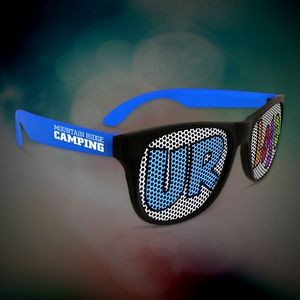 Custom Pad Printed Neon Blue Billboard Sunglasses