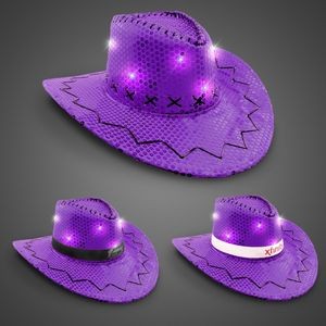 Purple Sequin LED Cowboy Hat