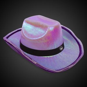Purple Iridescent Light Up Cowboy Hat(Black Imprinted Band)