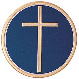2" Religious Cross Embossed Litho Printed Medallion Insert Disc