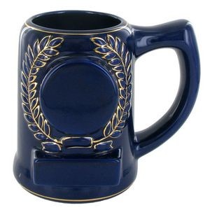 28 Oz. Blue Ceramic Beer Mug Holds 2" Insert & Engraving Plate