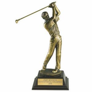12½" Electroplated Antique Brass Male Golfing Trophy