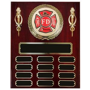 Fire Department Perpetual on Piano Finish Cherry Board Plaque (10