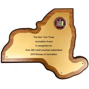New York State Shape Walnut Veneer Plaque (11" x 13¼")