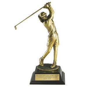 12½" Electroplated Antique Brass Female Golfing Trophy