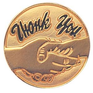 ¾" Gold Plated Thank You Pin w/Handshake