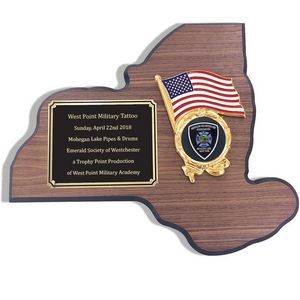 New York State Walnut Veneer Plaque w/Interchangeable Medallion Insert (13¼" x 11")