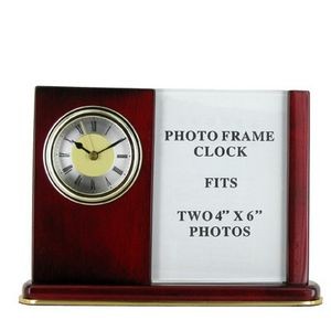 Clock/Photo Frame Mahogany Desk Set
