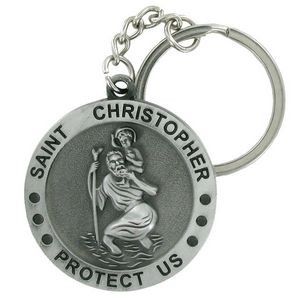 St. Christopher Medallion Pewter Key Chain