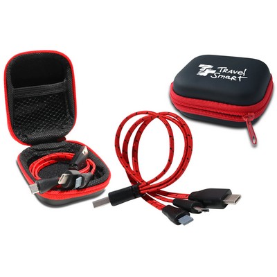 3-in-1 Type C Braided Charging Cables in Deluxe Zippered Case
