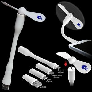 USB 4-In-1 Mobile Fan with Directional Cooling Flex-Stem