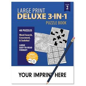 LARGE PRINT Deluxe 3-in-1 Puzzle Book Pack. Volume 2
