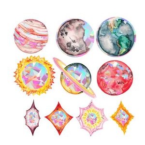 Window Decals - Space and Planet Sun Catchers - Holographic Rainbow Window Stickers