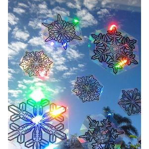 Window Decals - The Snowflake Series Sun Catchers - Holographic Rainbow Window