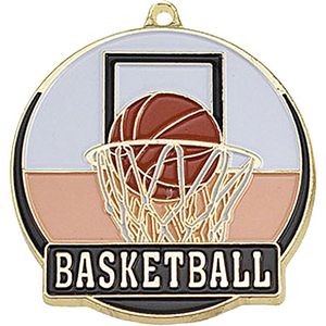 Stock Gold Enamel Sports Medals - Basketball