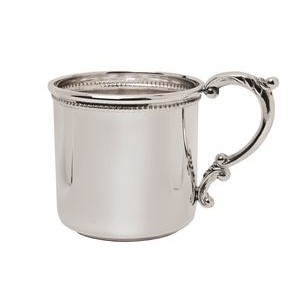 Sterling Scroll Handle Baby Cup with Beading