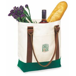 Large Two Tone Tote Bag (Leather Handles)
