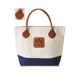 Extra Large Two Tone Tote Bag (Canvas/Spade End Leather Handles)