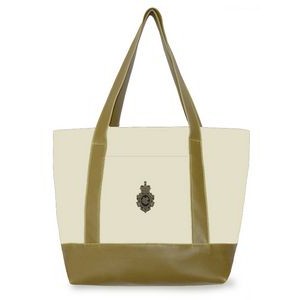 Large Two Tone Tote (Natural Canvas/Leatherette)