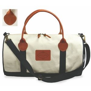 Round End Two-Tone Duffel Bag w/Leather Handles
