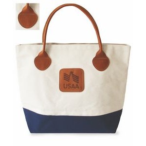 Large Two Tone Tote Bag (Canvas/Spade End Leather Handles)