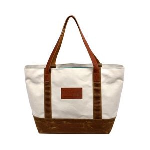 Large Two Tone Tote (Natural Canvas/Waxed Trim)