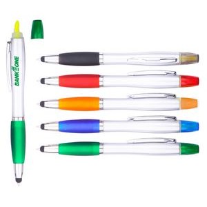3-in-1 Ballpoint Stylus Pen with Highlighter Marker