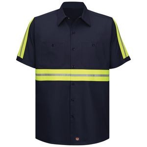 Red Kap Short Sleeve Work Shirt, Enhanced Stripe