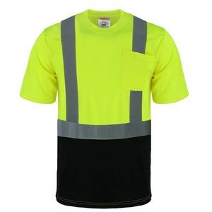 Safety Brite Hi Vis Class 2 Short Sleeve Black Bottom T-Shirt