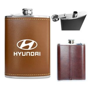 Walters Leather Premium Stainless Steel Hip Flask - 8 Oz