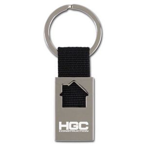 House Shape Keychain - Alloy with Fabric Strap