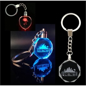 Light Up Logo Crystal Keychain - Heart / Octagon / Square Shaped