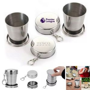 Stainless Steel Folding Cup Keychain - 5 Oz