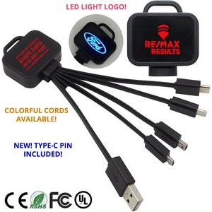 USB Universal Charging Cable LED Neon Light Logo - W/ Type C