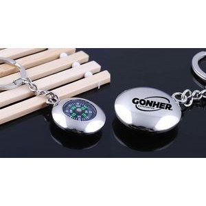 Round Compass Metal Keychain