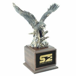 Gold Eagle Award w/Cherry Finish Square Wood Base