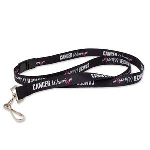 5/8" Black Pre-printed I Support A Cancer Warrior Lanyards