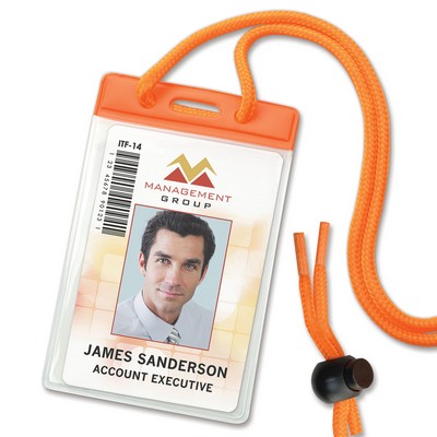 Small Vertical Color-Coded Badge/Nametag Holders with Cord