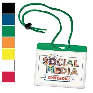 Small Horizontal Color-Coded Badge/Nametag Holders with Cord