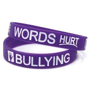 1/2" Words Hurt Bullying Save A Life Silicone Wristbands, Adult Size