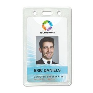 Vertical Credit-Card-Size Vinyl Badge Holders with Slot and Chain Holes