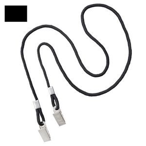 Black 1/8" Open-End Event Lanyard/Mask Holder with 2 Bulldog Clips