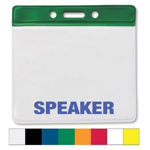 Horizontal Vinyl Badge Holders with Color Bar, 4.38" x 3.75"