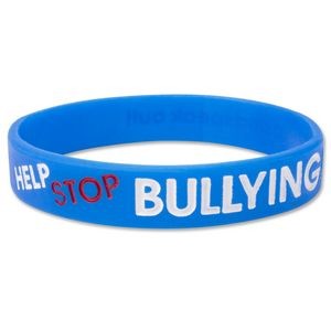 1/2" Blue Help Stop Bullying Silicone Wristbands, Adult Size