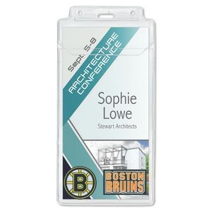 Vertical Event-Size Vinyl Badge Holders with Flap, 3.75" x 7.5"