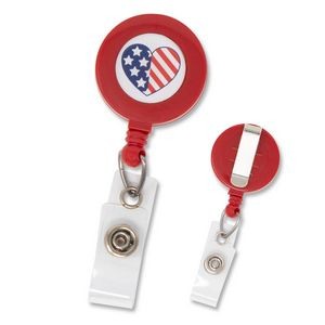 Heart-Shaped Flag Design Round Plastic Patriotic Badge Reels