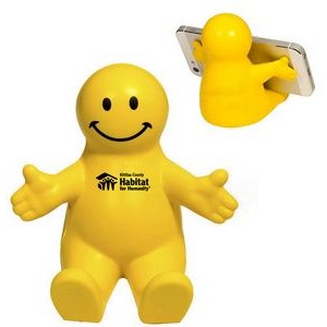Squeezable Relief Smile Face Guy Phone Holder
