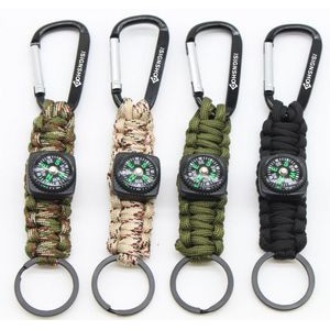 Paracord Keychain with Carabiner Clip & Compass