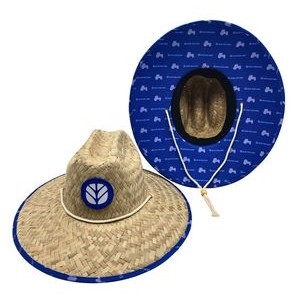 Rafia Straw Hat w/Custom Patch & Underneath Lining - 120 Colors & MOQ 50pcs