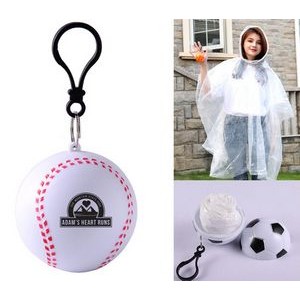 Baseball/Basketball/Football Shaped Rain Poncho Ball with Clip
